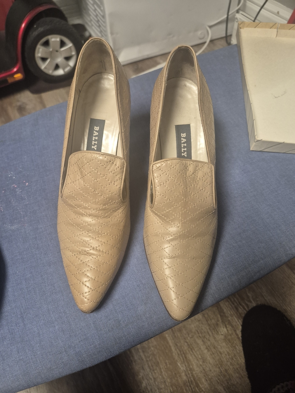 Bally Vintage Tan Quilted Leather High-Vamp Loafer Heels Old Money Corporate - Picture 11 of 12